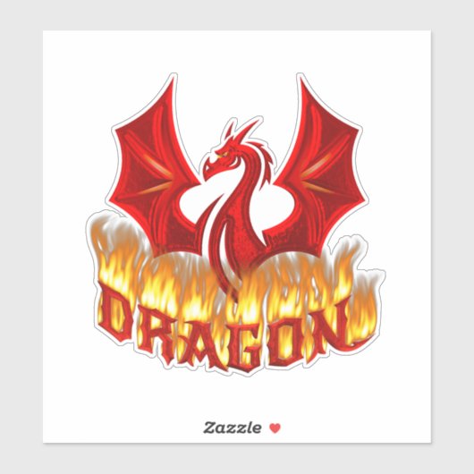 Sticker Feu rouge dragon (Feuille)