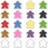 Sticker Feuille adhésive vinyle Meeple | 9 couleurs (Devant)