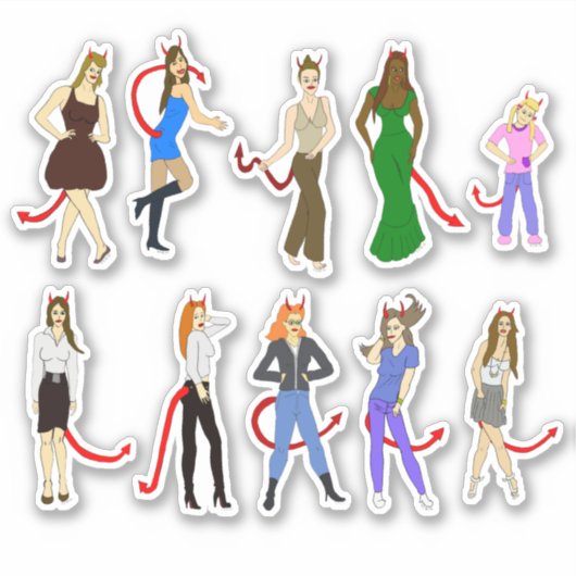 Sticker feuille autocollante fille diable (Devant)