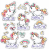 Sticker Feuille autocollante Unicorn avec nom (Devant)