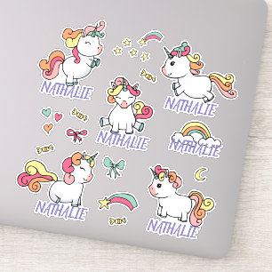 Sticker Feuille autocollante Unicorn avec nom