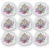 Sticker Feuille d'aquarelle de Cabine floral chic rustique (Devant)