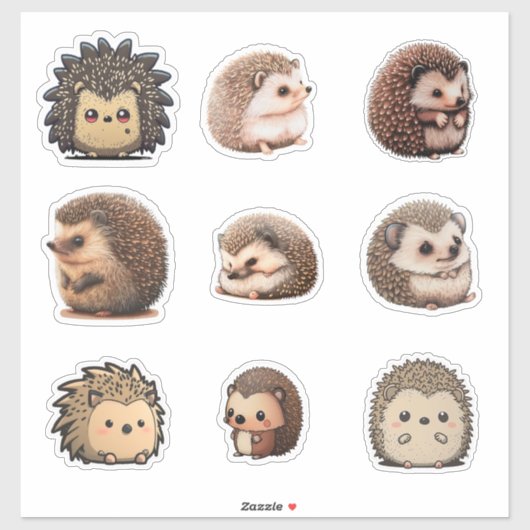 Sticker Feuille d'autocollant de hérisson de style différe (Feuille)