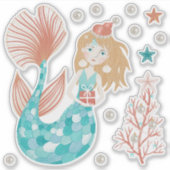 Sticker Feuille d'autocollant de sirène de Noël côtière (Devant)