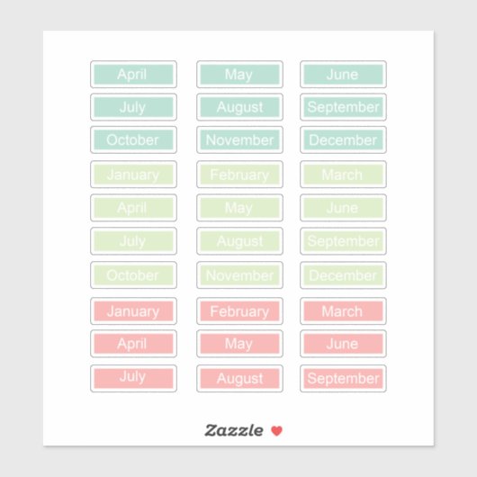 Sticker Feuille d'autocollant du planificateur Mois Pastel (Feuille)