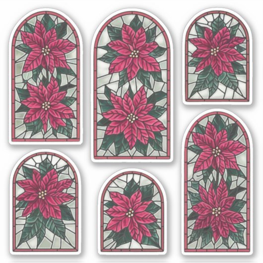 Sticker Feuille d'autocollant en verre tendu Poinsettia (Devant)