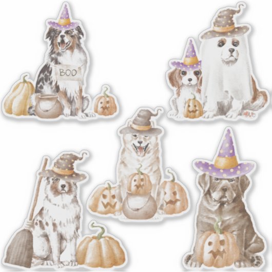 Sticker Feuille d'autocollant Haunée Canine Witchy Dog Hal (Devant)