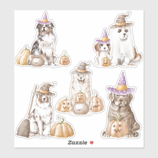 Sticker Feuille d'autocollant Haunée Canine Witchy Dog Hal (Feuille)