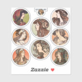 Sticker Feuille d'autocollant Mucha Women Portraits (Feuille)