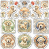 Sticker Feuille d'autocollant pour chiot d'or (Devant)