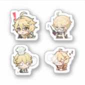 Sticker Feuille d'autocollants Aether Genshin Impact 4 piè (Devant)