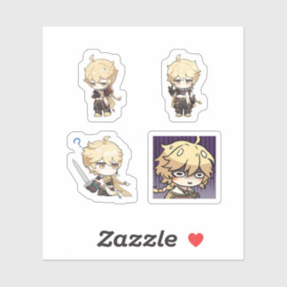 Sticker Feuille d'autocollants Aether Genshin Impact 4 piè