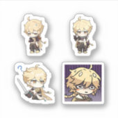 Sticker Feuille d'autocollants Aether Genshin Impact 4 piè (Devant)