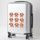 Sticker Feuille d'autocollants Brown Dachshund Puppy Kawai (Sur valise)