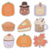 Sticker Feuille d'autocollants cliparts de Thanksgiving (Devant)