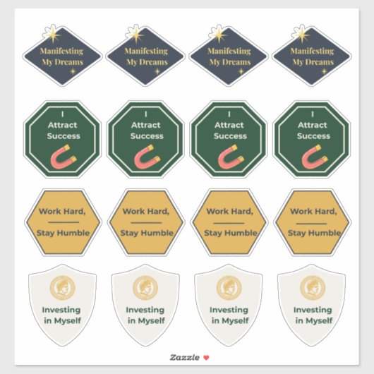 Sticker Feuille d'autocollants d'affirmation d'abondance e (Feuille)