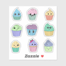 Feuille d'autocollants de cupcake Kawaii Mignon