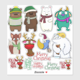 Sticker Feuille d'autocollants de la ménagerie de Noël