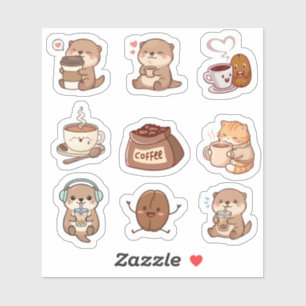 Sticker Feuille d'autocollants de loutre mignonne et kawai