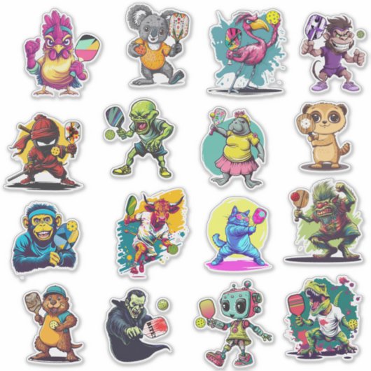 Sticker Feuille d'autocollants de pickleball (Devant)