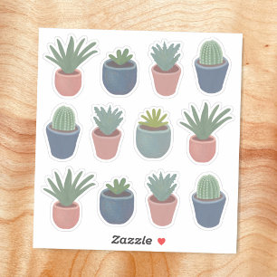 Sticker Feuille d'autocollants de plantes grasses et cactu