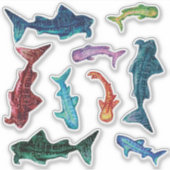 Sticker Feuille d'autocollants de requins-baleines Galaxy (Devant)