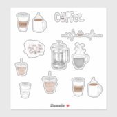 Sticker Feuille d'autocollants de tasses à café (Feuille)