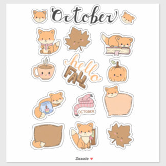 Sticker Feuille d'autocollants d'octobre - Renards de la f