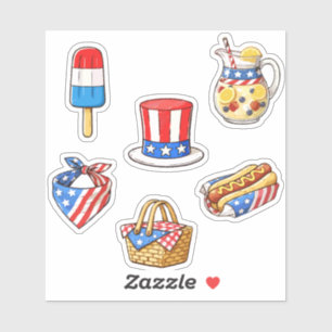 Sticker Feuille d'autocollants doodle patriotiques vintage