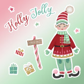 Sticker Feuille d'autocollants en papier elfe de Noël