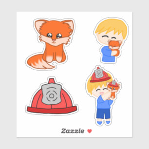 Sticker Feuille d'autocollants - Fox pompier