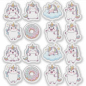 Sticker Feuille d'autocollants Kawaii Chubby Unicorn & Don (Devant)