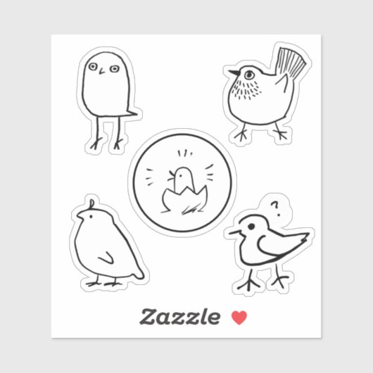 Sticker Feuille d'autocollants pour oiseaux de dessin d'en (Feuille)