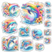 Sticker Feuille d'autocollants Rainbow Dolphin et Ocean Re (Devant)