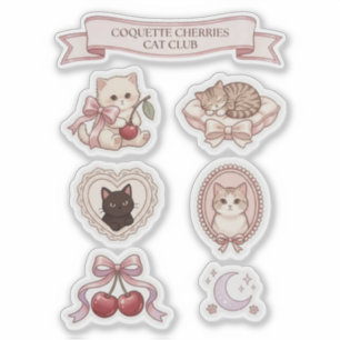 Sticker Feuille d'autocollants Retro Coquette Cat Club