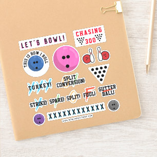 Sticker Feuille d'autocollants sur le thème du bowling