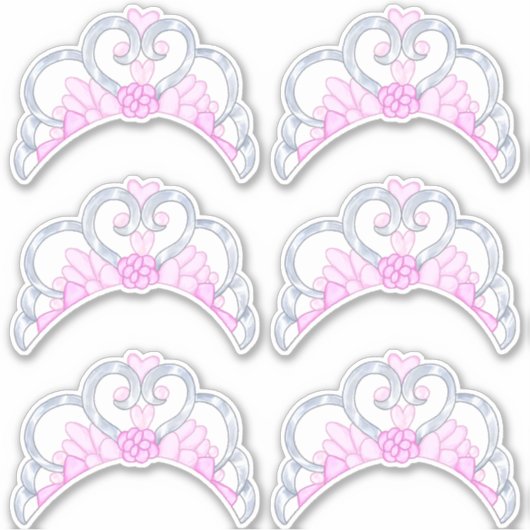 Sticker Feuille d'autocollants Tiara rose et argent (Devant)
