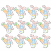 Sticker Feuille de 12 lapins de Pâques (Devant)