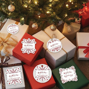 Sticker Feuille de 25 étiquettes-cadeaux flocon de neige p