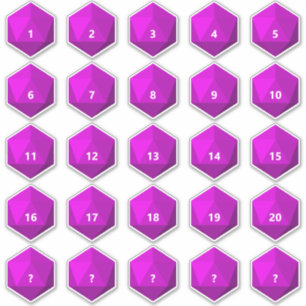 Sticker Feuille de 25 texte personnalisé D20 Die Modèle