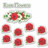 Sticker Feuille De Fleurs Roses Rouges (Devant)