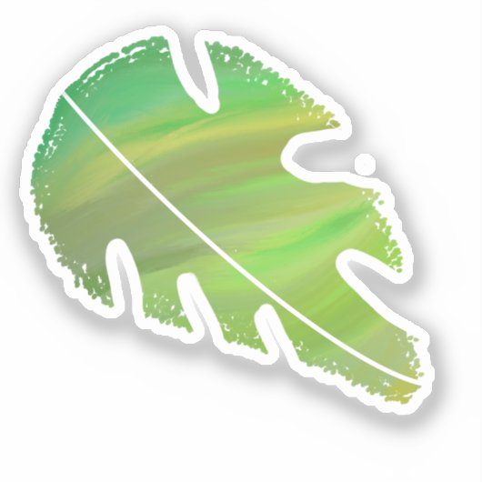 Sticker Feuille de Monstera Abstraite Liquide Vert (Recto)