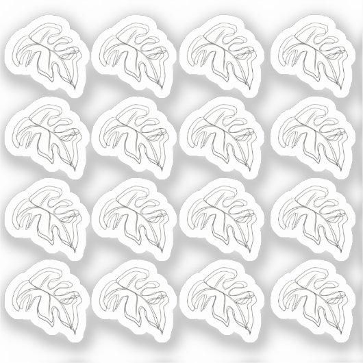 Sticker Feuille de Monstera Abstraite Noir Blanc (Recto)