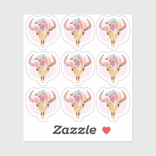 Sticker Feuille de planification de l'aquarelle de crâne d (Feuille)