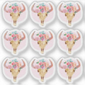 Sticker Feuille de planner aquarelle crâne de vache bohème (Devant)