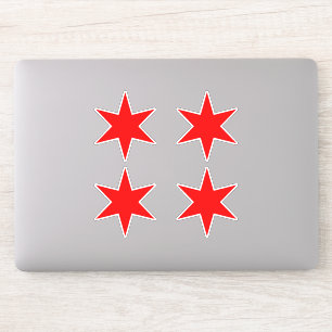 Sticker Feuille d'étiquette   Chicago Drapeau rouge 6 poin