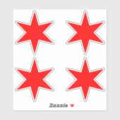 Sticker Feuille d'étiquette | Chicago Drapeau rouge 6 poin (Feuille)