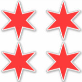Sticker Feuille d'étiquette | Chicago Drapeau rouge 6 poin (Devant)