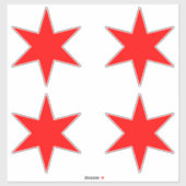 Sticker Feuille d'étiquette | Chicago Drapeau rouge 6 poin (Feuille)