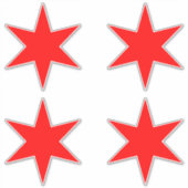 Sticker Feuille d'étiquette | Chicago Drapeau rouge 6 poin (Devant)
